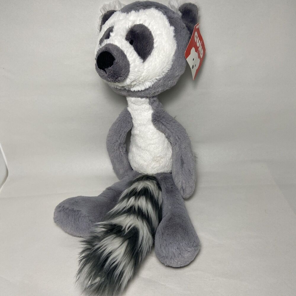 Gund Toothpick Lemur Plush Animal Stuffed 23 inch Grey White Black Paper Tag
